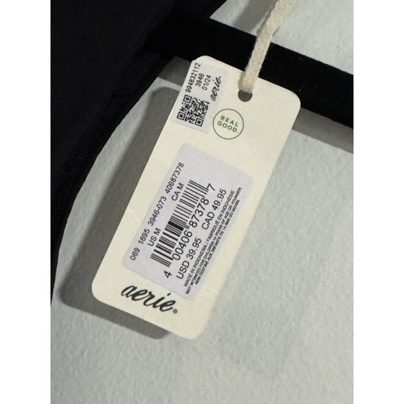 Aerie Smoothez Square Neck Bodysuit Black Tank  Style Womens Medium Thong NWT - Picture 4 of 4